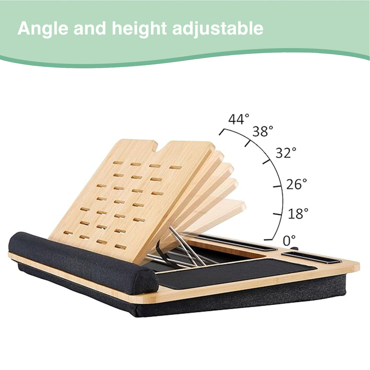 CARLA HOME Bamboo Laptop Lap Desk with Cushion and Angle Adjustable for Office and Home-1992735291974225922