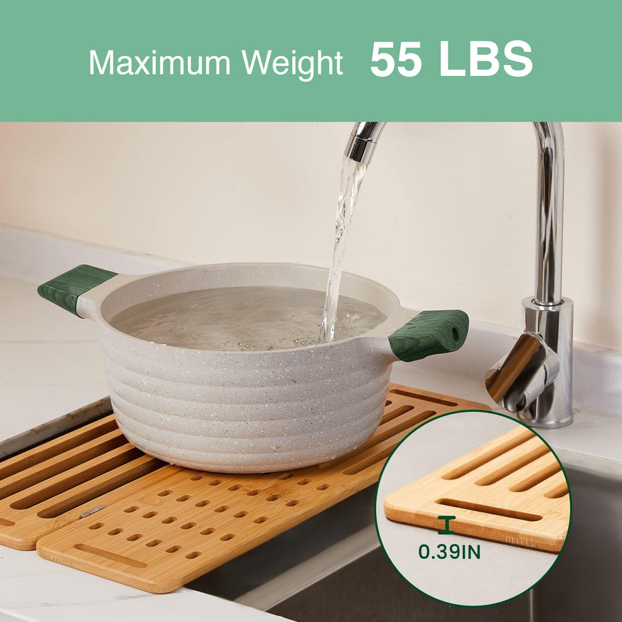 CARLA HOME Foldable Bamboo Dish Drying Rack for Kitchen-1992735281878536193