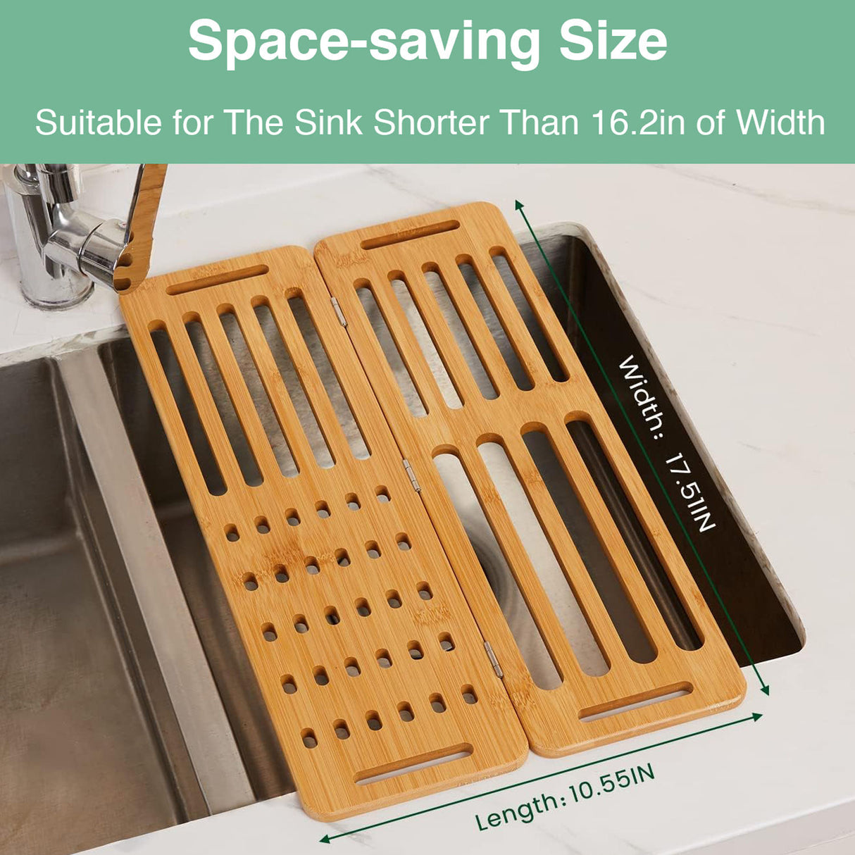 CARLA HOME Foldable Bamboo Dish Drying Rack for Kitchen-1992735281878536195