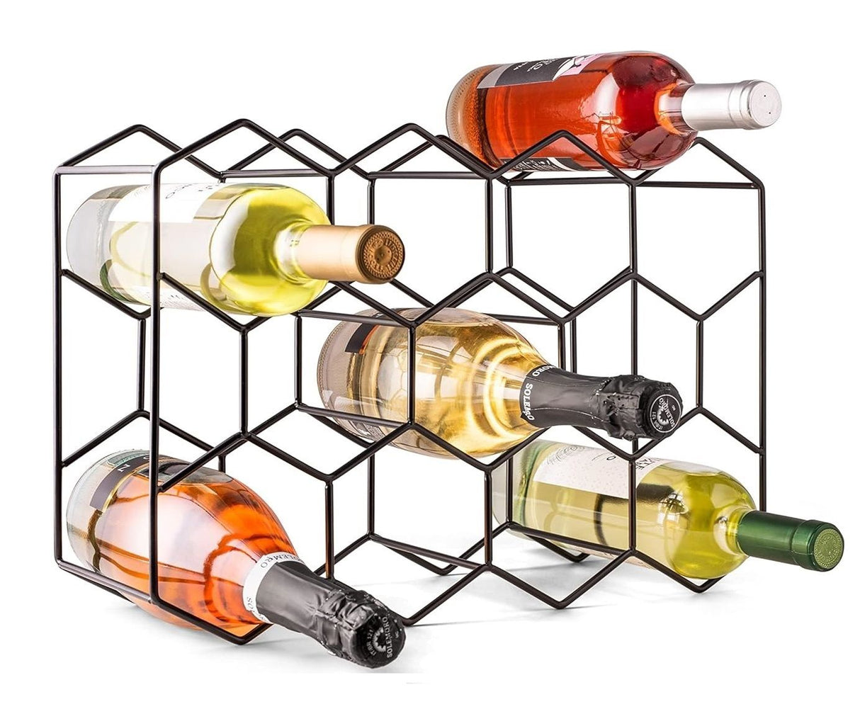 CARLA HOME 14 Bottle Freestanding Modern Metal Countertop Wine Rack Countertop-1992735284252512256