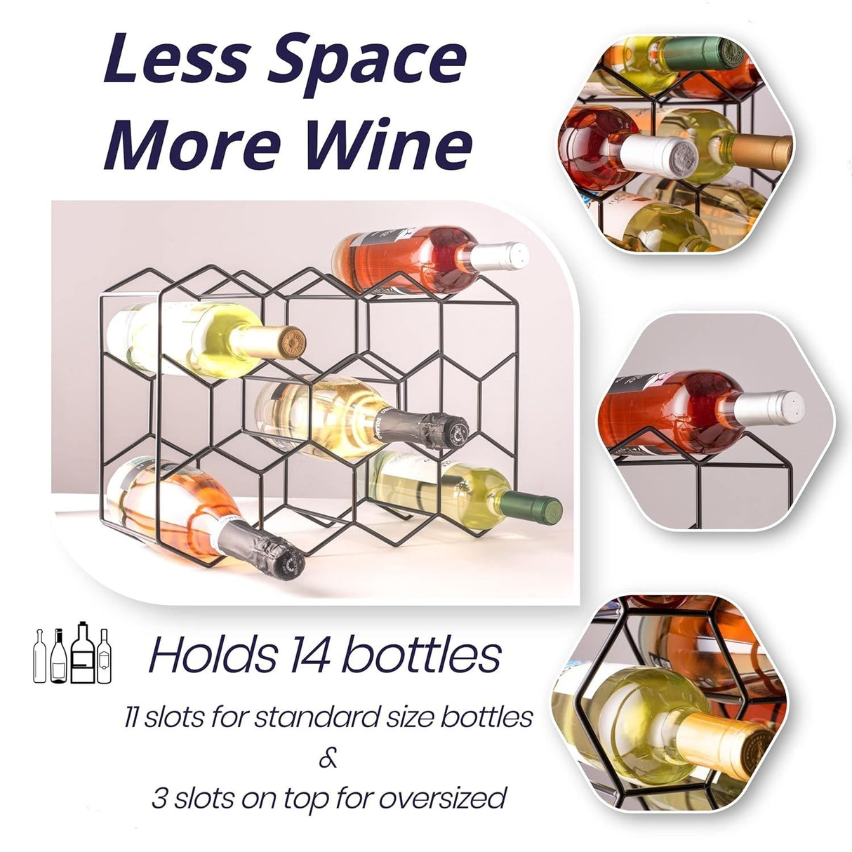 CARLA HOME 14 Bottle Freestanding Modern Metal Countertop Wine Rack Countertop-1992735284252512259