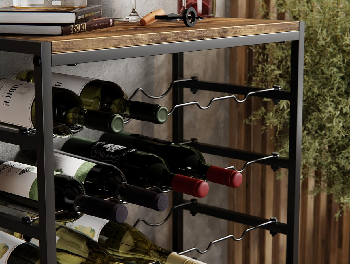 CARLA HOME 6-Tier Freestanding Wine Rack for 30 Bottles with Wood Countertop and Sturdy Metal Frame-1992735287175942146