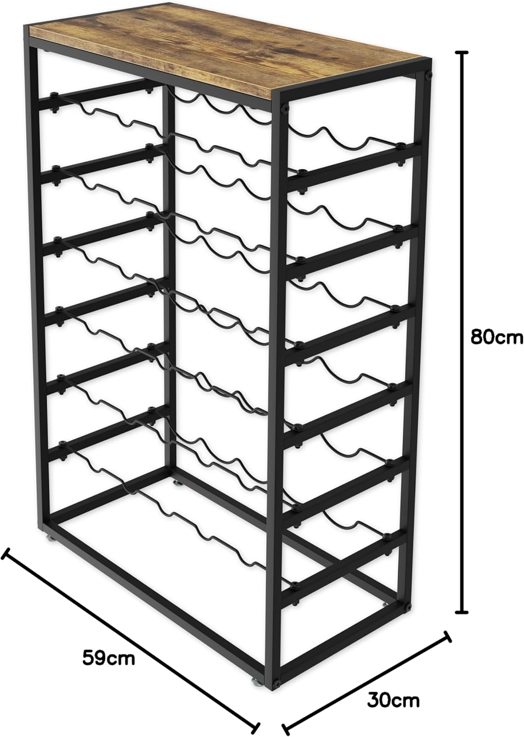 CARLA HOME 6-Tier Freestanding Wine Rack for 30 Bottles with Wood Countertop and Sturdy Metal Frame-1992735287175942151