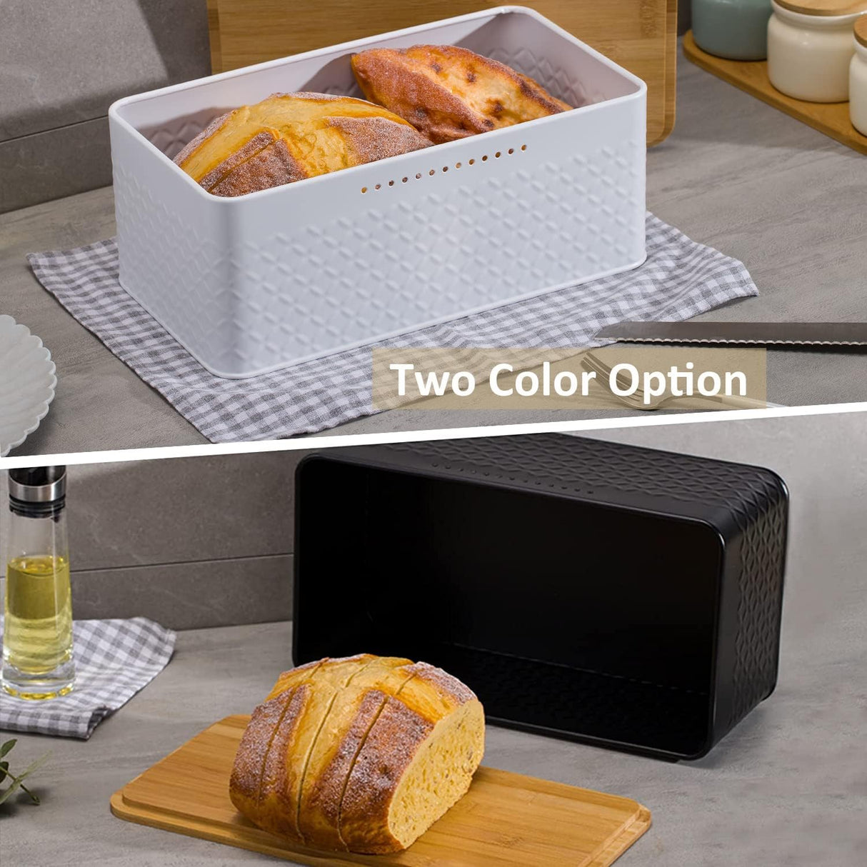 CARLA HOME Bread Bin with Bamboo Lid used as Chopping Board for Kitchen Countertop-1992735287352102918