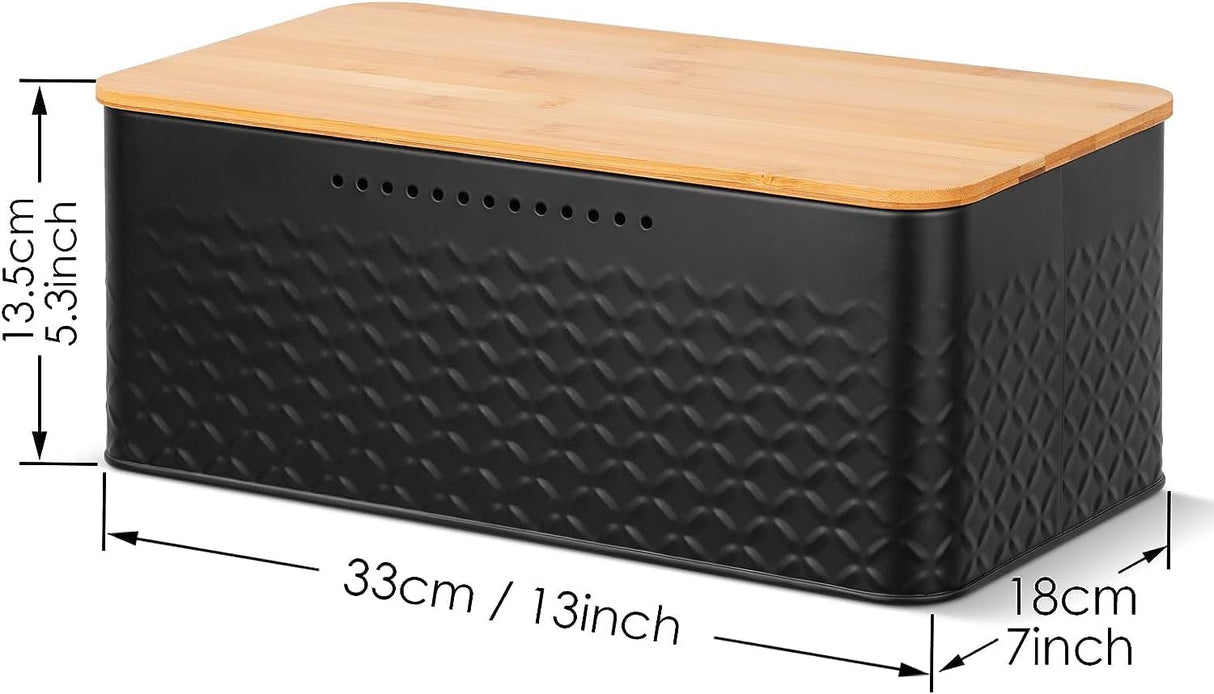CARLA HOME Bread Bin with Bamboo Lid used as Chopping Board for Kitchen Countertop-1992735287352102919