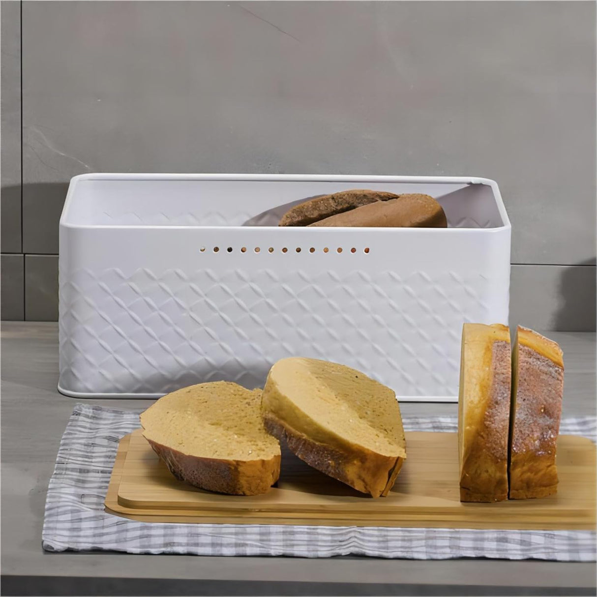 CARLA HOME Bread Bin with Bamboo Lid used as Chopping Board for Kitchen Countertop-1992735288803332100