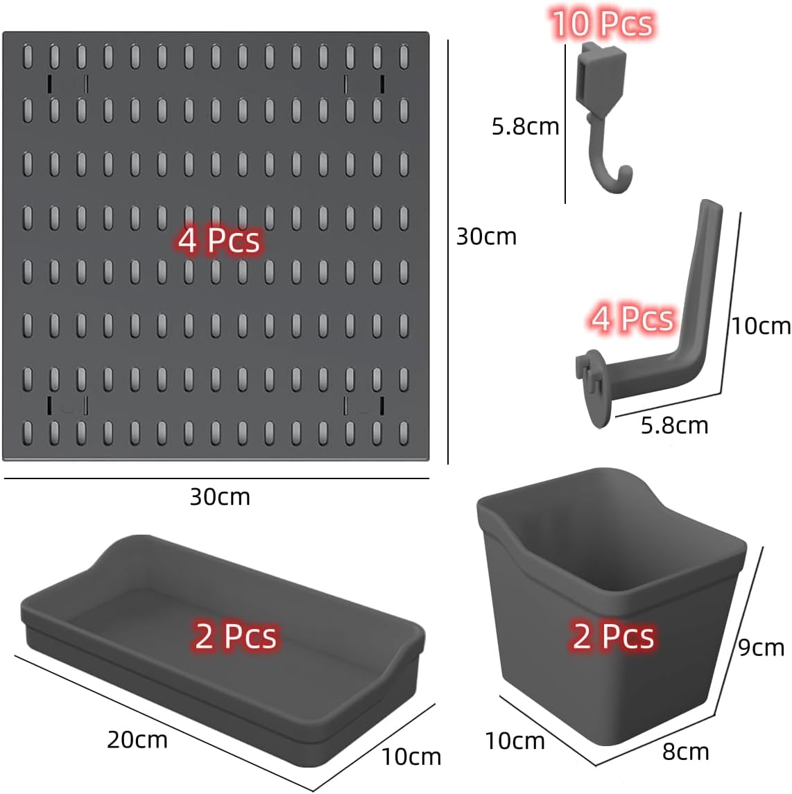 CARLA HOME Pegboard Combination Kit with 4 Pegboards and 18 Accessories Modular Hanging for Wall Organiser-1978962248428818434