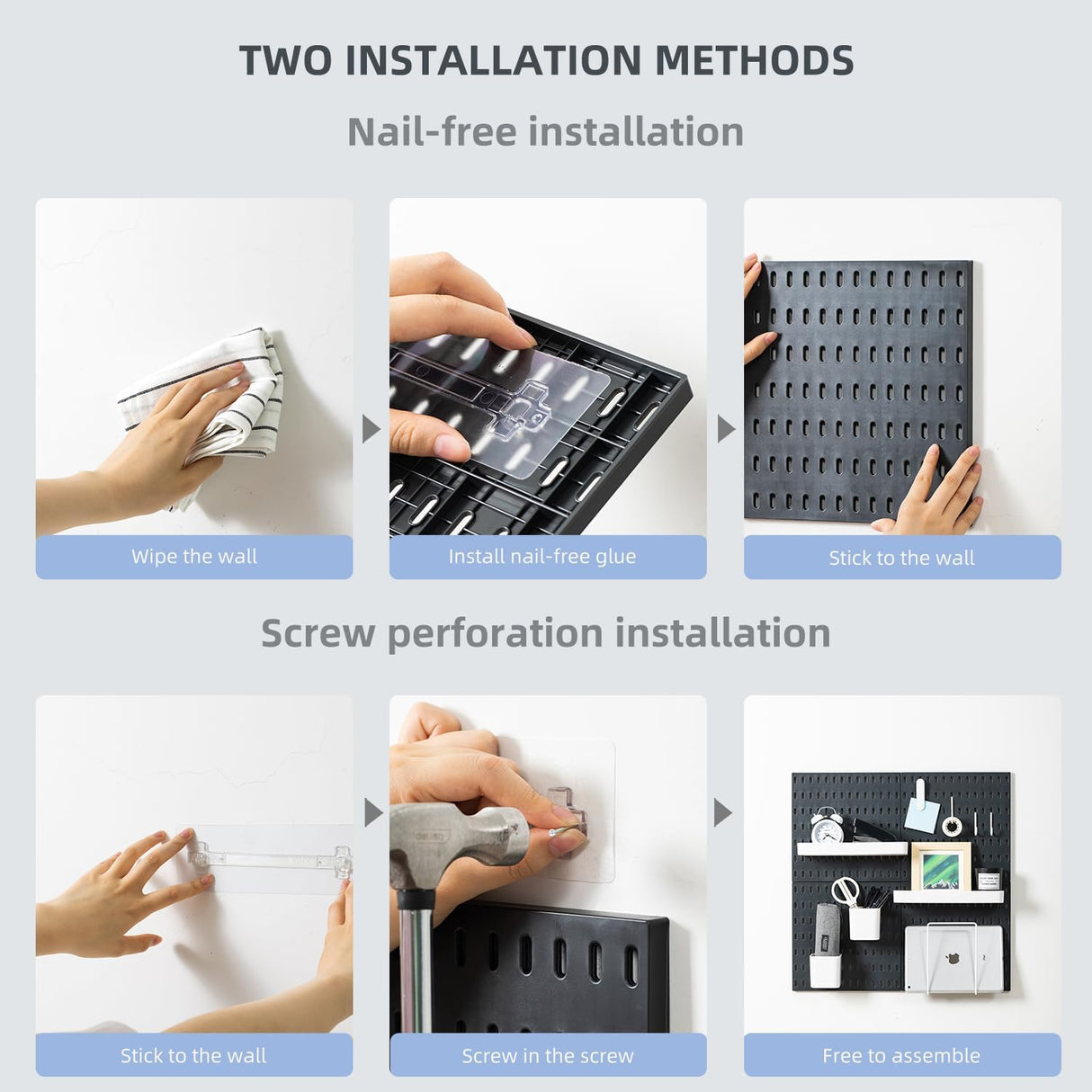 CARLA HOME Pegboard Combination Kit with 4 Pegboards and 18 Accessories Modular Hanging for Wall Organiser-1978962248428818439