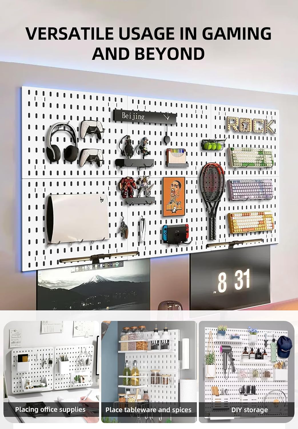 CARLA HOME Pegboard Combination Kit with 4 Pegboards and 18 Accessories Modular Hanging for Wall Organiser-1978962248600784898