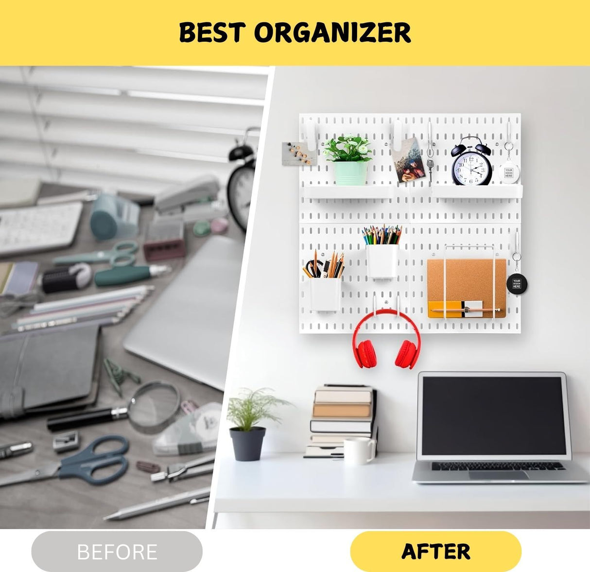 CARLA HOME Pegboard Combination Kit with 4 Pegboards and 18 Accessories Modular Hanging for Wall Organiser-1978962248600784899