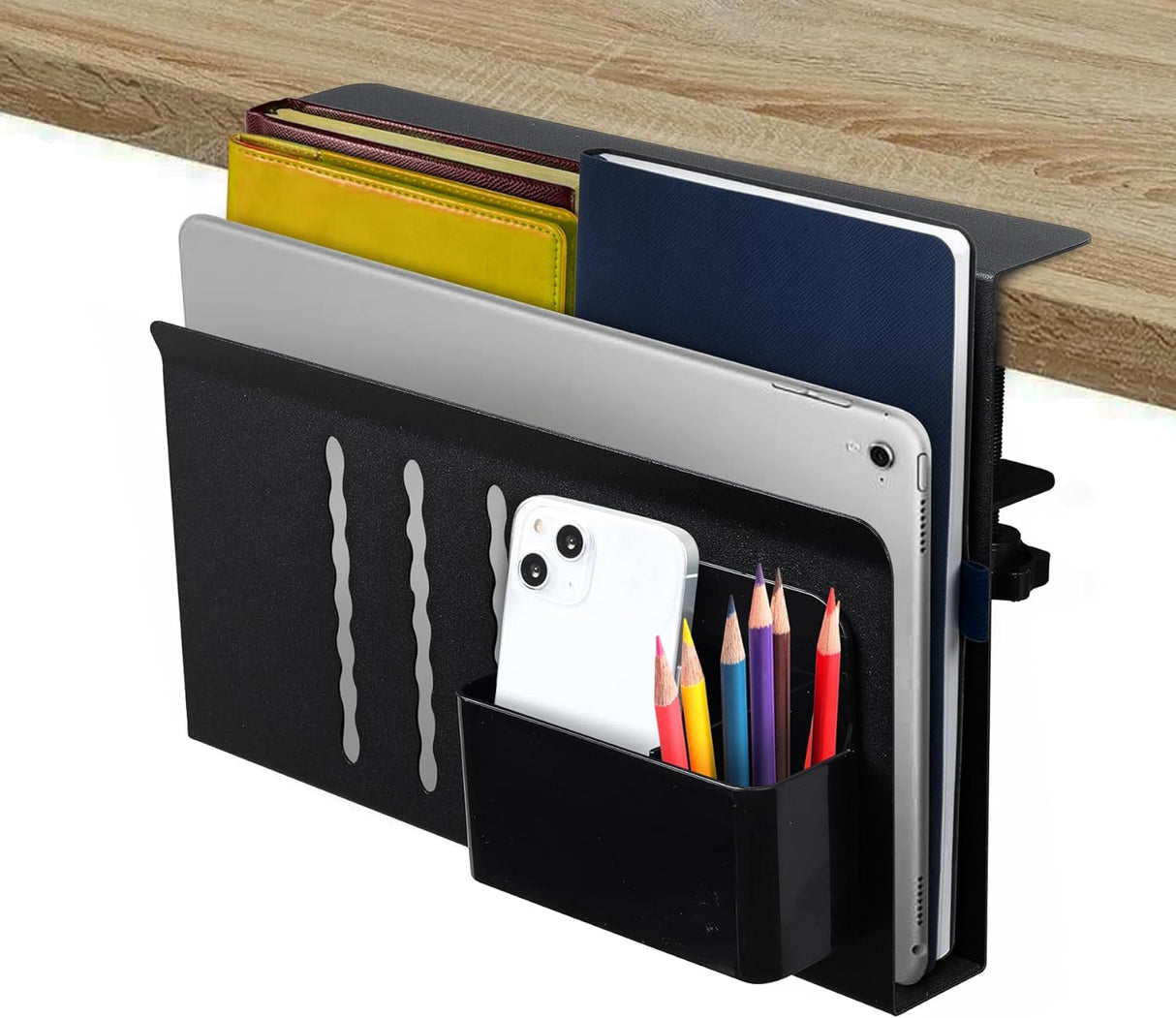 CARLA HOME Under Desk Side Laptop Holder Storage with No Drill Cable Management Tray and Pen Storage for Office and Home-1992735297477152768