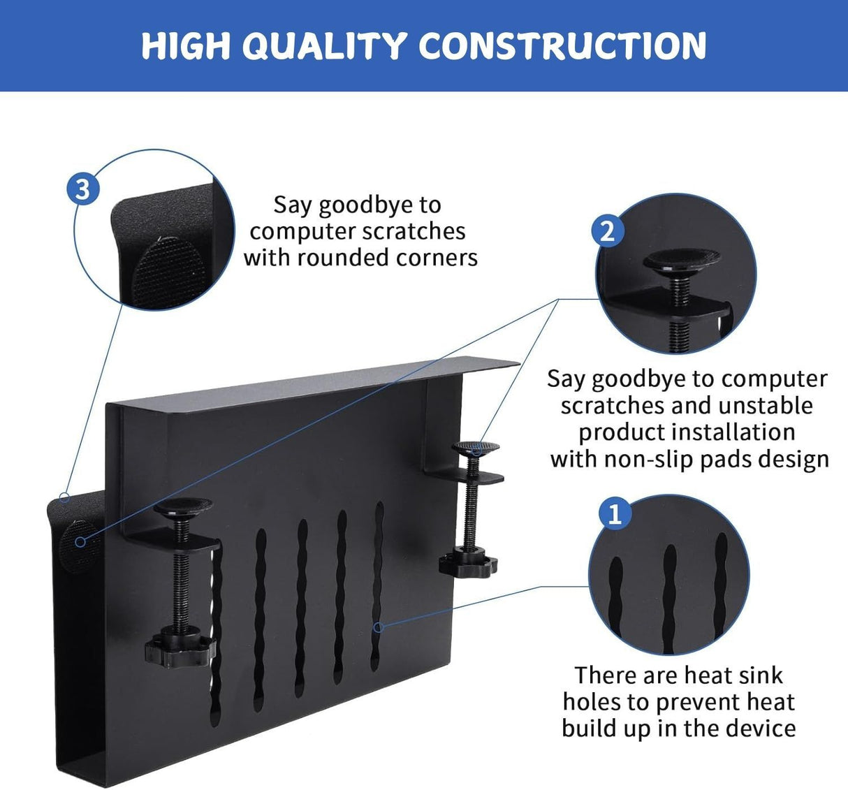 CARLA HOME Under Desk Side Laptop Holder Storage with No Drill Cable Management Tray and Pen Storage for Office and Home-1992735297477152773