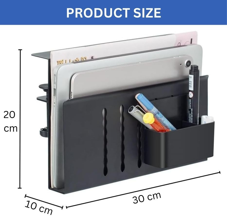 CARLA HOME Under Desk Side Laptop Holder Storage with No Drill Cable Management Tray and Pen Storage for Office and Home-1992735297477152776