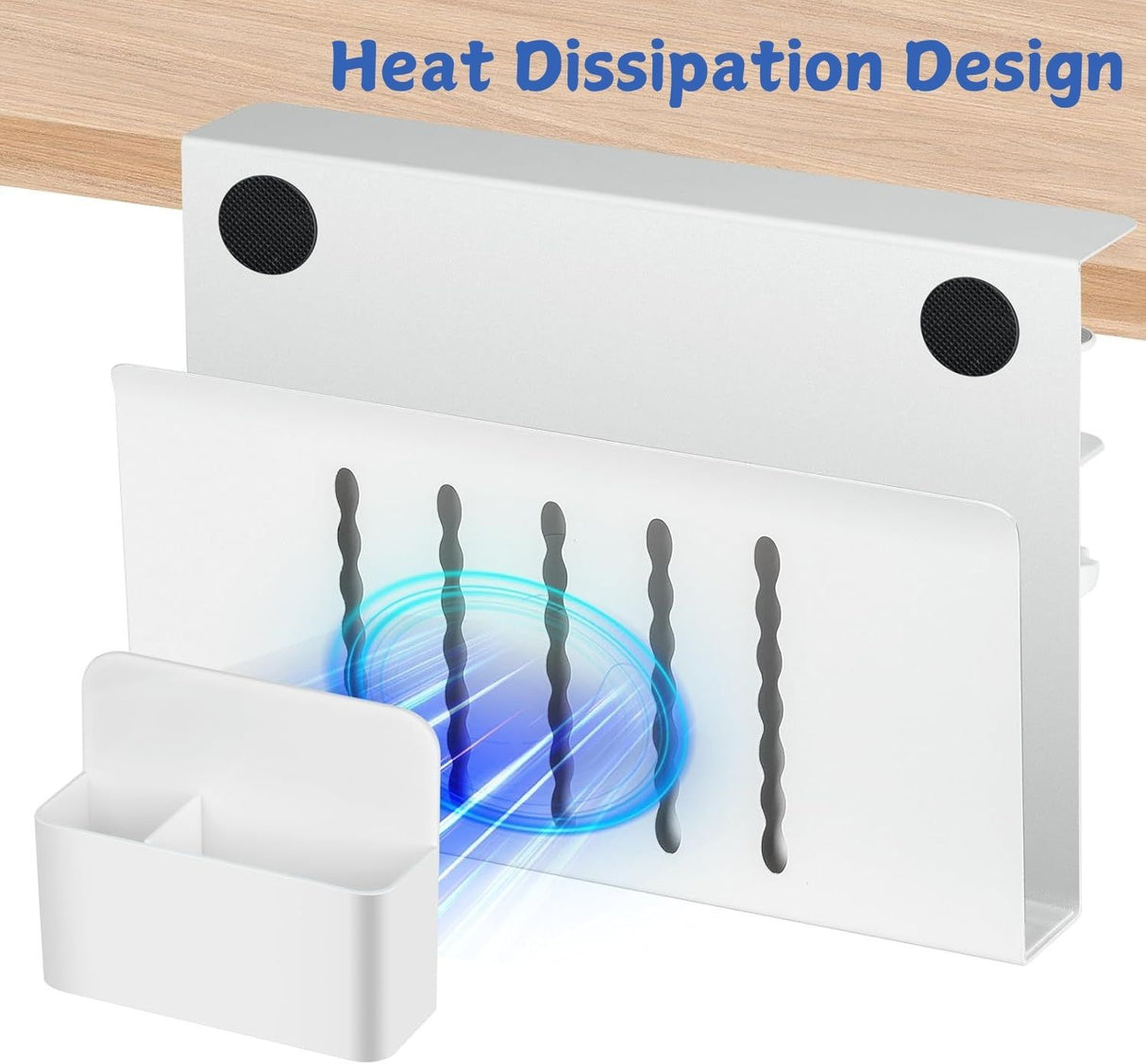 CARLA HOME Under Desk Side Laptop Holder Storage with No Drill Cable Management Tray and Pen Storage for Office and Home-1992735296592154630