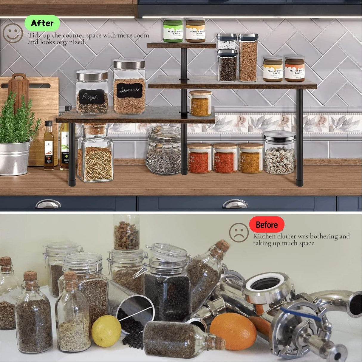 CARLA HOME 3-Tier Wooden Corner Shelf Kitchen Spice Rack Organiser Home Storage & Organisation-1992735294058795012
