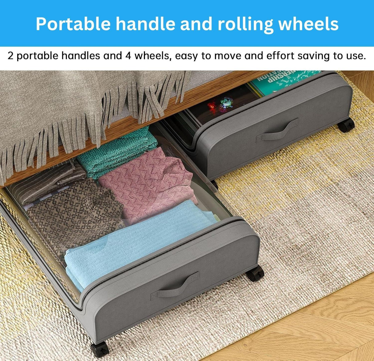 CARLA HOME XXL Under Bed Rolling Storage Containers with 50L Large Capacity and Wheels-1992735284076351491