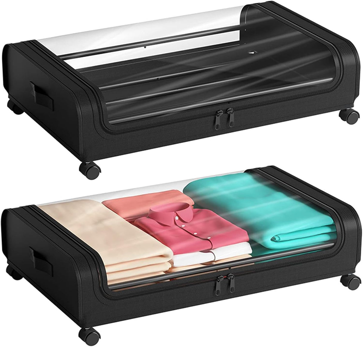 CARLA HOME Set 2 Pcs XXL Under Bed Rolling Storage Containers with 50L Large Capacity and Wheels-1978962251524214784