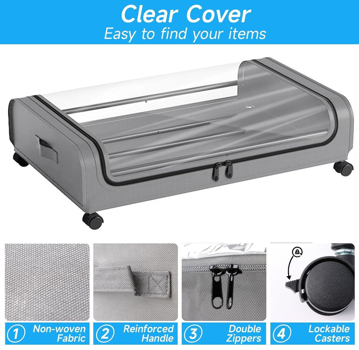 CARLA HOME Set 2 Pcs XXL Under Bed Rolling Storage Containers with 50L Large Capacity and Wheels-1978962251696181252