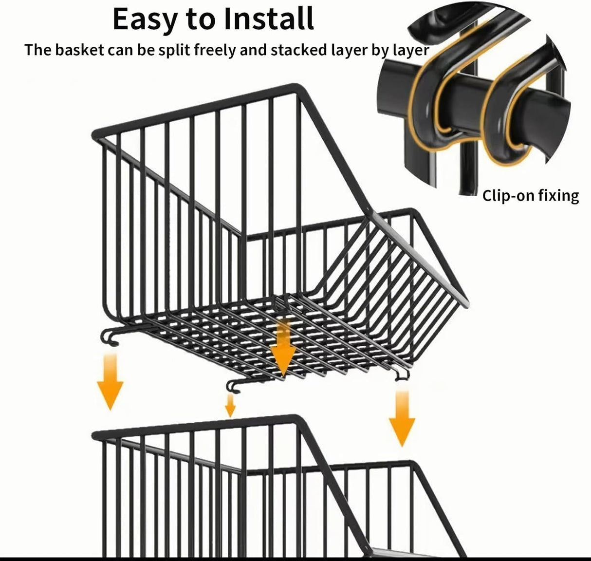 CARLA HOME Metal 5-Tier Rolling Vegetable and Fruit Basket Cart Stand for Kitchen-1992735284772605956