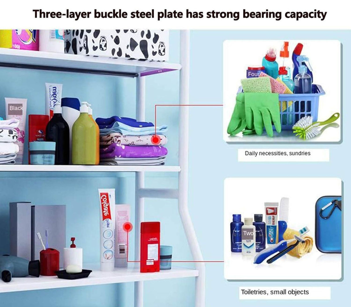 CARLA HOME 3-Tier Over Washing Machine Storage Rack for Laundry Room or Kitchen-1992735285670187010