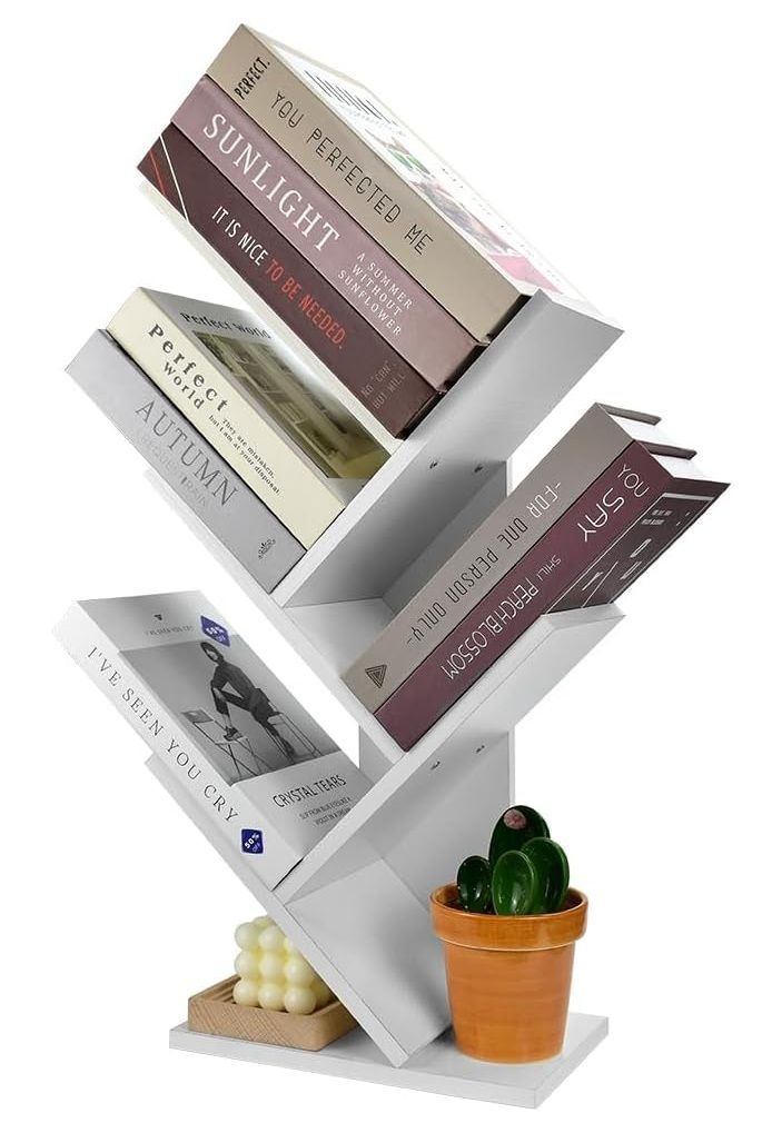 CARLA HOME 5-Tier Tree Bookshelf Storage Rack for Home Office or Bedroom (White)-1992735294960570377