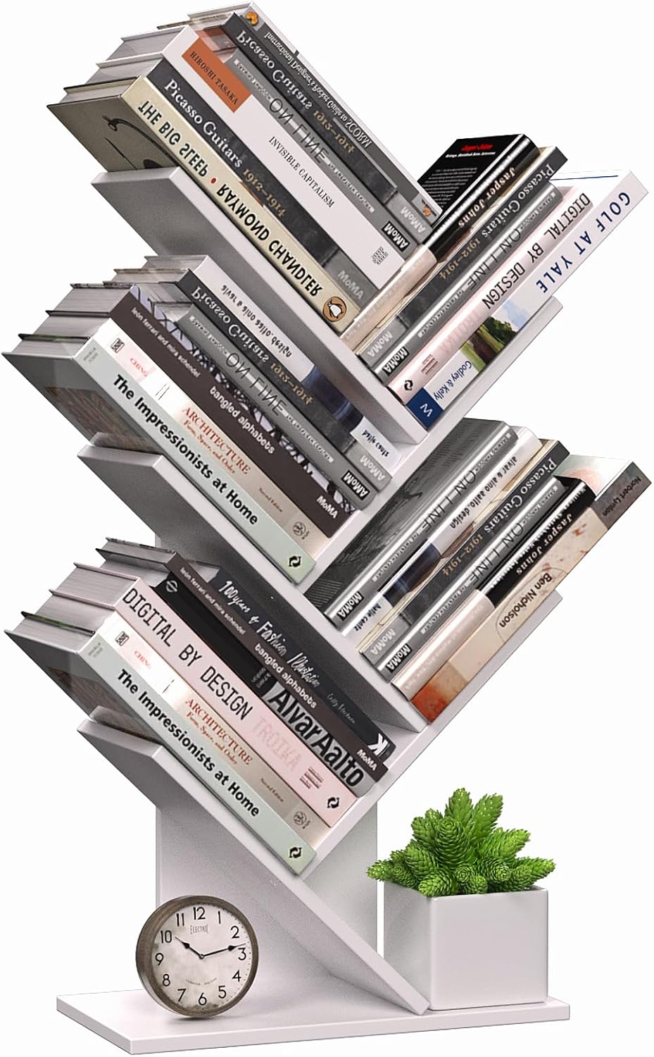 CARLA HOME 5-Tier Tree Bookshelf Storage Rack for Home Office or Bedroom (White)-1992735294960570368