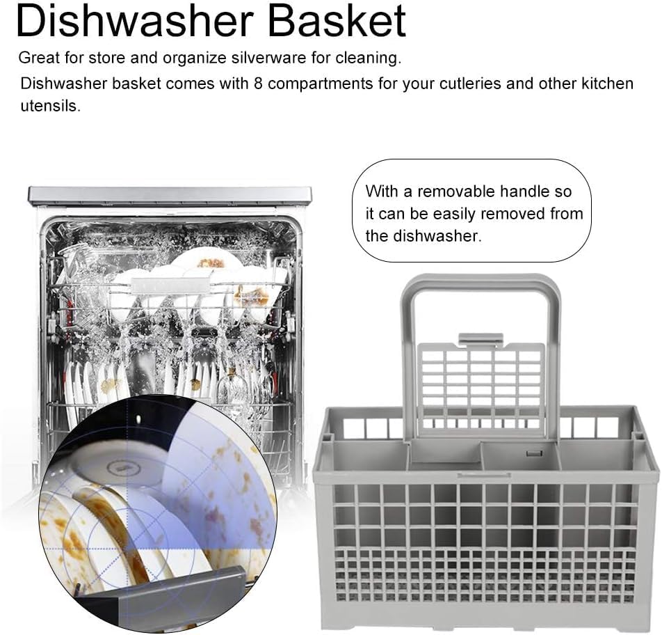 CARLA HOME 8 Slot Universal Dishwasher Cutlery Basket with Handle and Lid which Fits Most Brands (240mm X 135mm X 122mm)-1978962256494465027