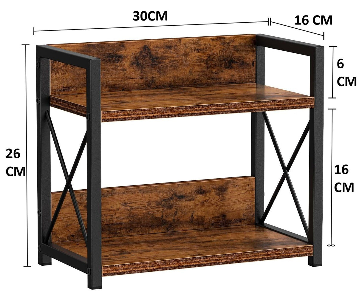 CARLA HOME 2-Tier Countertop Shelf Organizer Rustic Wood Kitchen Spice Rack for Storage, Condiments & Cabinet Organization-1992735286068645894