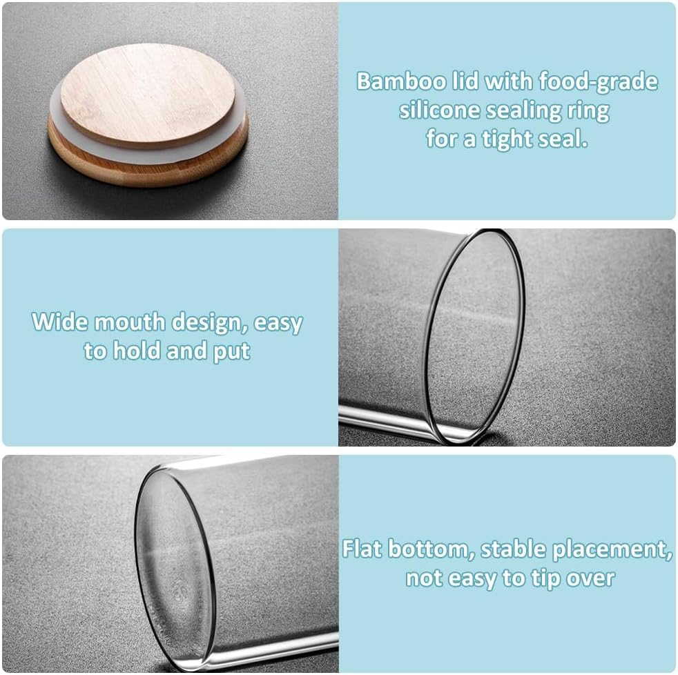 CARLA HOME 6 Pack Glass Storage Jars with Bamboo Lids for Kitchen Pantry, Pasta, Snacks, Cookies, Candy & More-1992735290023874569