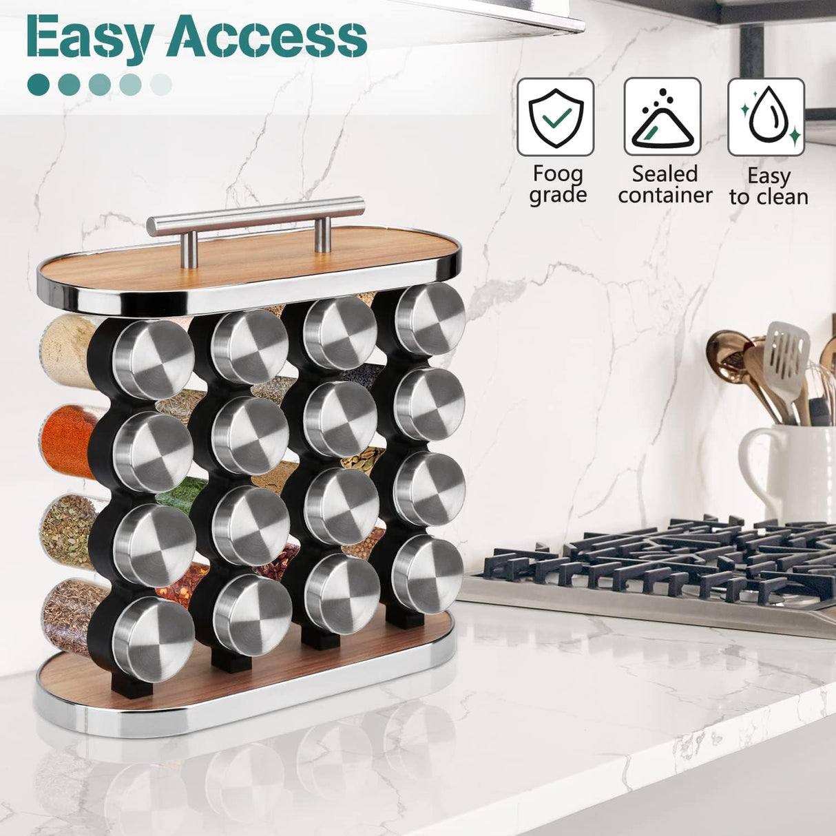 CARLA HOME 20-Jar Spice Rack Organizer Storage for Kitchen Countertop or Cabinet-1992735301285580804
