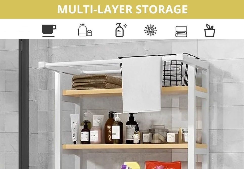 CARLA HOME 3-Tier Over Washing Machine Storage Rack Laundry Shelf Organizer for Bathroom or Toilet (White)-1978962259598249987