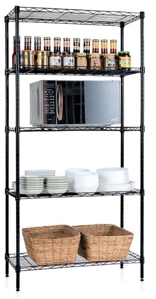 CARLA HOME 5-Tier Adjustable Metal Storage Shelves Wire Rack Organizer for Kitchen, Pantry, Bathroom or Laundry Room (60cm W x 40cm D x 145cm H)-1992735282079862784