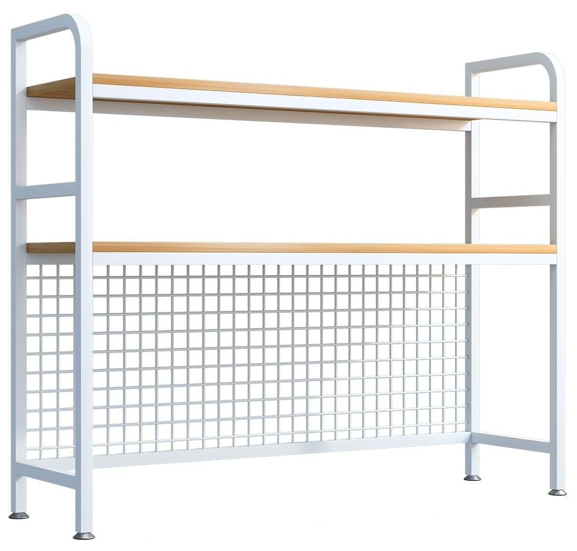 CARLA HOME 2-Tier Metal Desktop Hutch Bookshelf with Grid Panel for Computer Desk and Office Countertop-1992735283170381833