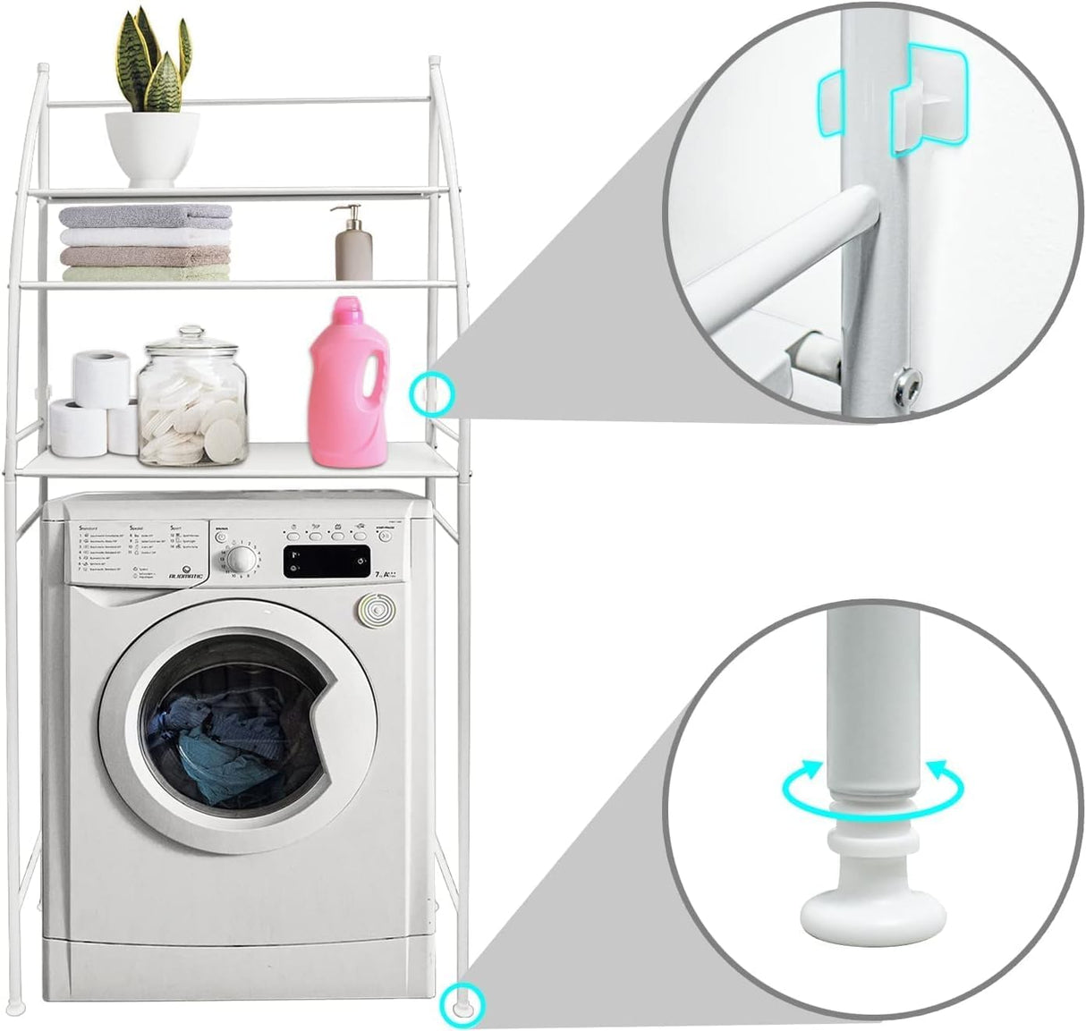 CARLA HOME 3-Tier Over Washing Machine Storage Rack for Laundry Room Space Saving, Towels, Detergent & Bathroom Essentials-1992735298685112323