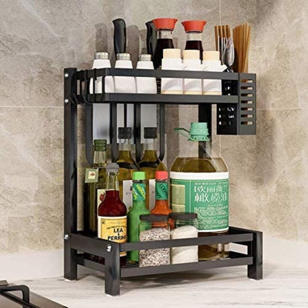 CARLA HOME 2-Tier Kitchen Spice Rack Organizer Storage Shelf for Condiments, Oil Bottles, Utensils, Cutting Board & More-1992735302300602373