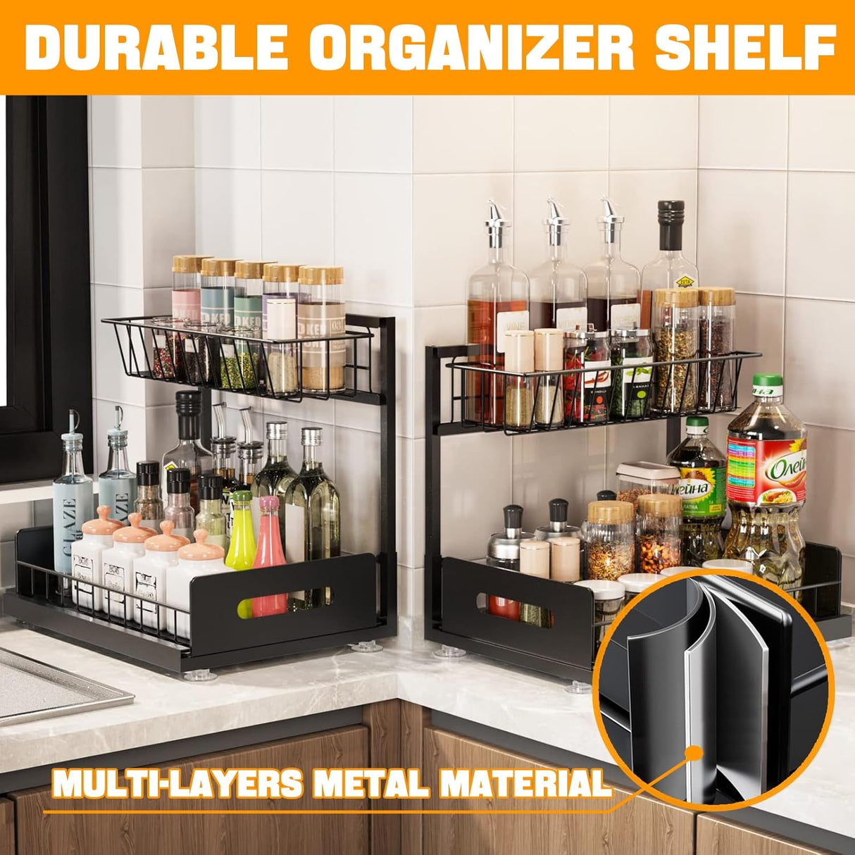 CARLA HOME 2 Pack Under Sink Organiser with Sliding Drawers for Kitchen & Bathroom-1978962263821914113