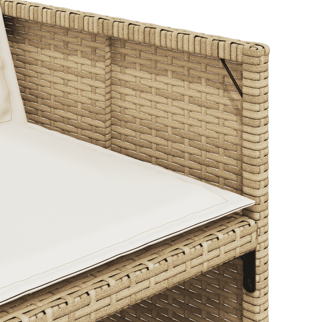 9 Piece Garden Dining Set with Cushions Beige Poly Rattan