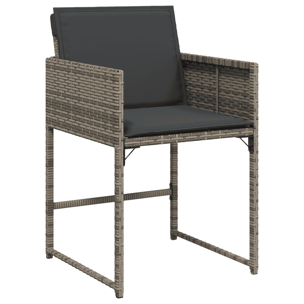 11 Piece Garden Dining Set with Cushions Grey Poly Rattan
