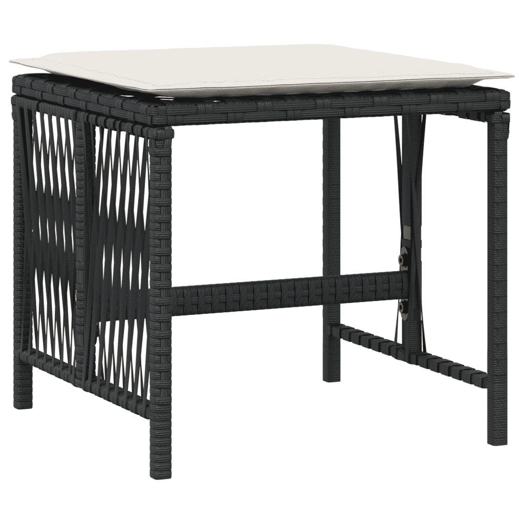 17 Piece Garden Dining Set with Cushions Black Poly Rattan