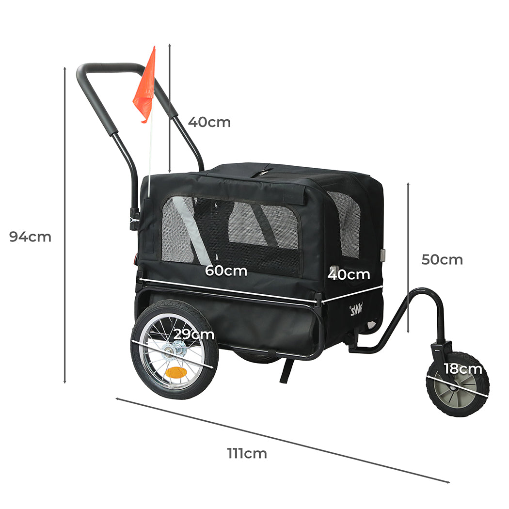 PaWz Pet Stroller Bike Trailer 2-IN-1 Sunroof-2018816894387228674