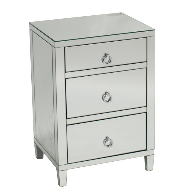 Glamour Mirrored 3 Drawer Bedside. Last one