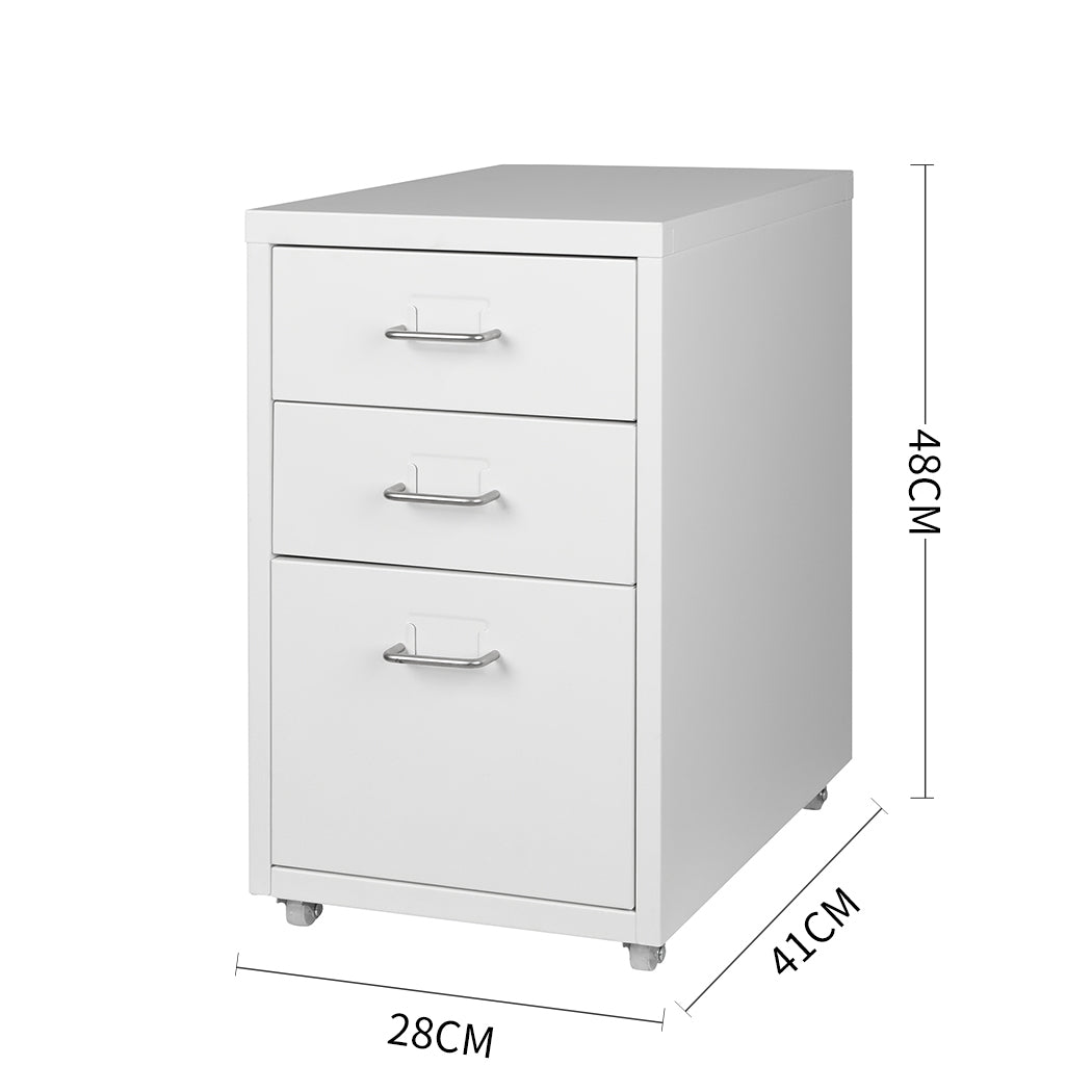 Levede 3 Drawer Office Drawers Cabinet White-2018816800573231106