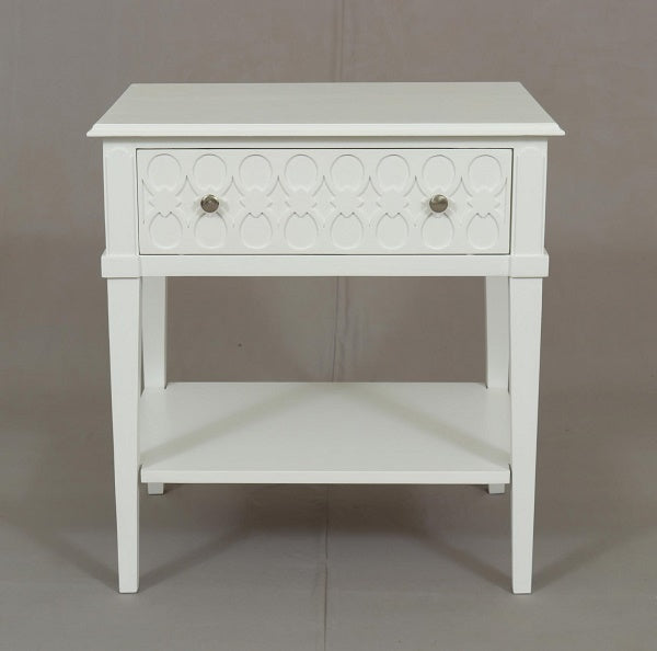 Kioloa Bedside w/1 drawer White Muted Semi Gloss finish