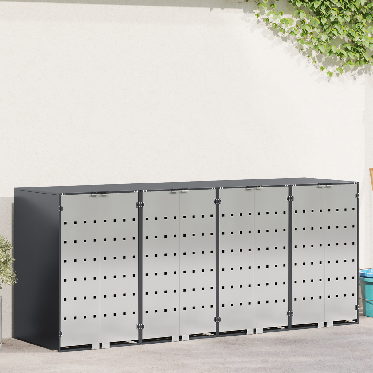 Wheelie Bin Storage for 3 Bins Steel Anthracite