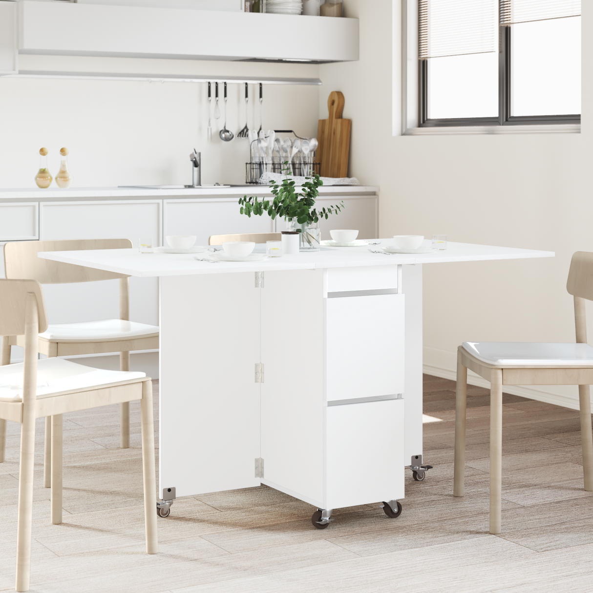 Dinning Table 140 x 80 x 77 cm Engineered Wood White