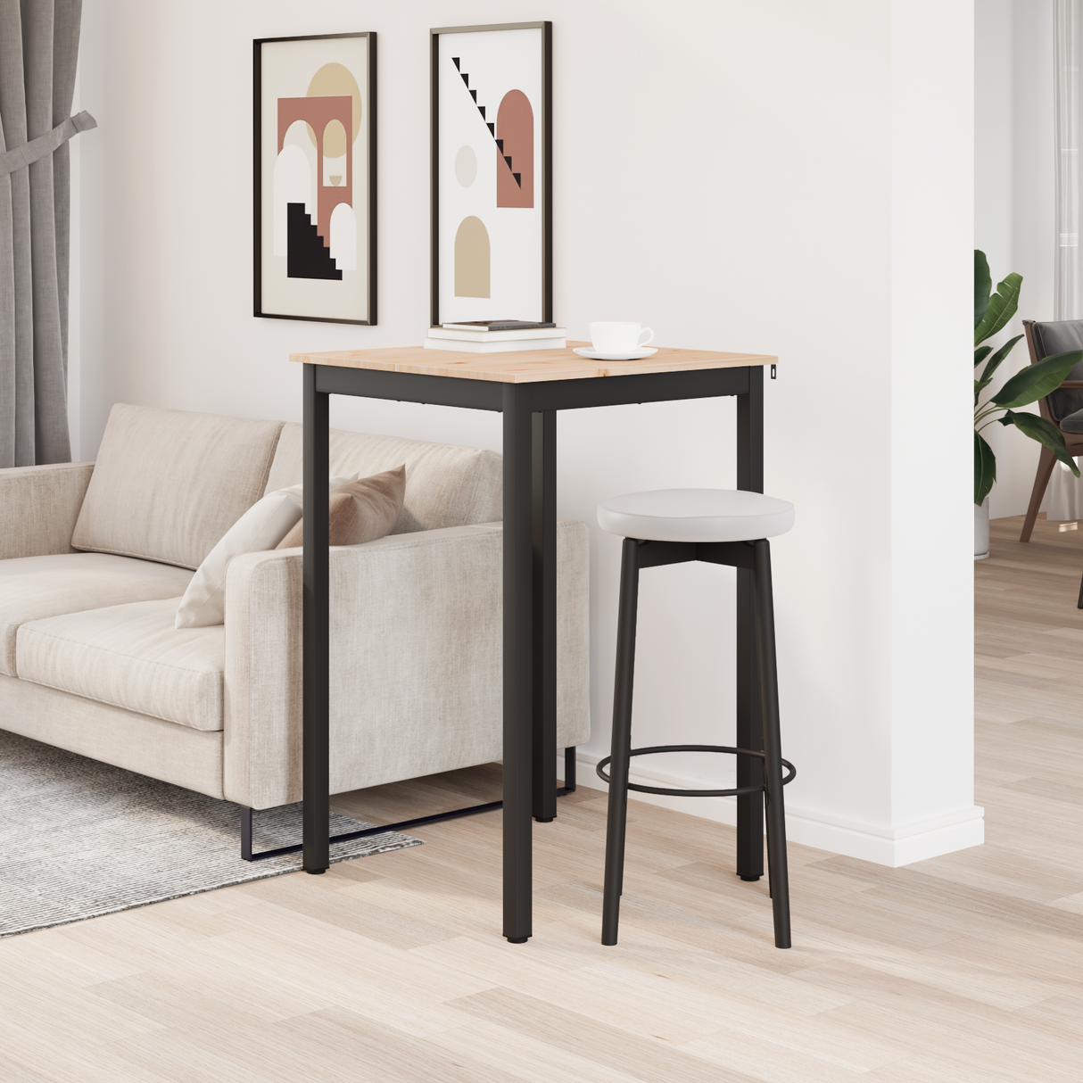 Bar Table Natural 70 x 70 x 105 cm Solid Pine Wood