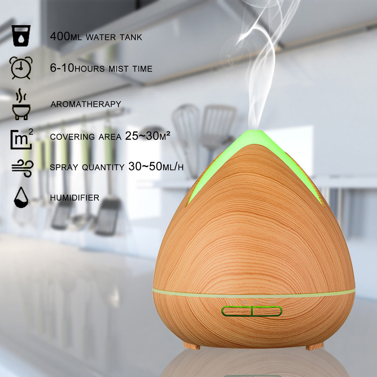 PureSpa Ultrasonic Diffuser - Light Wood-1951134805810876419
