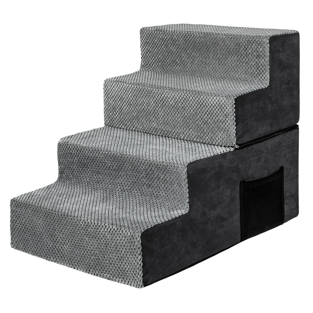 Pawz 4 Steps Pet Stairs Dog Ramp High Density Foam Grey-2006732767437656072