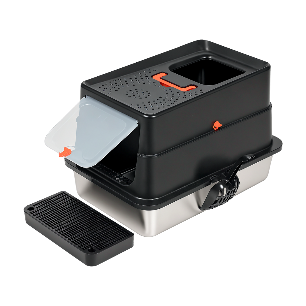 Pawz Stainless Steel Large Enclosed Cat Litter Box-2011971128926539784