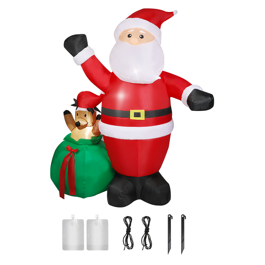 Santaco Christmas Inflatable Outdoor Santa Claus Elk 2.2M Xmas Decoration Light-2006733374424748040